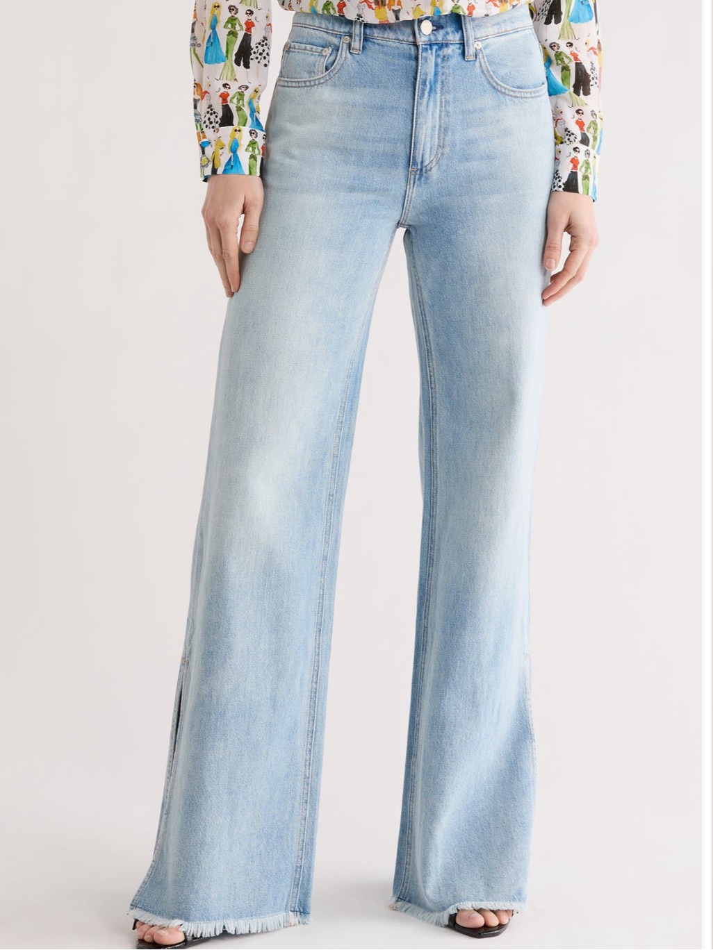 Nwt - Alice + Olivia - Weezy Wide Leg Full Length Jeans In Gemma Light Blue - 25
